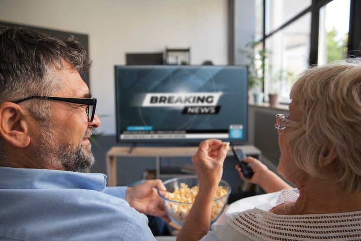 Family watching news channels on Gamma IPTV Firestick