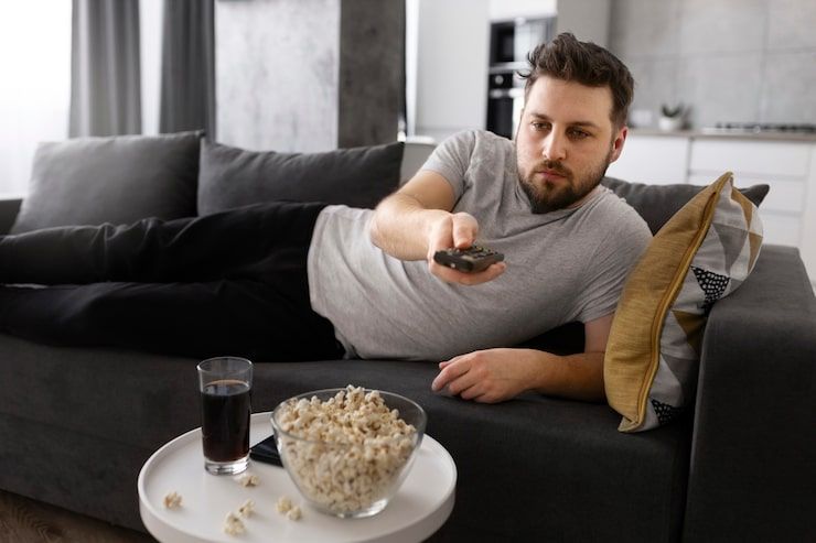 Man relaxing while streaming Gamma IPTV on Firestick