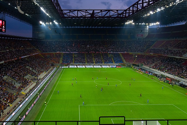 Floodlit football stadium representing live sport available through Nordic IPTV